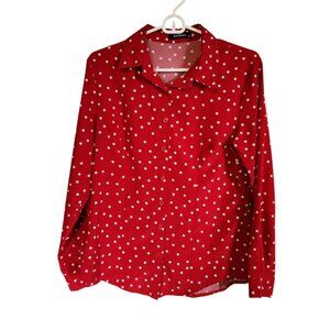 EUC Red Blouse with Polka Dots